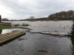 A deck partially inundated