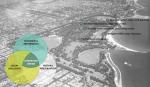 1930s aerial view of Jackson Park with integrated design project concept and points added.