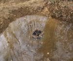 Swale after first new use with overflow to the two vertical infiltration pipes - credit Antal Zuurman