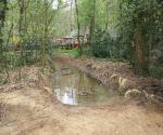Swale after first new use with overflow to the two vertical infiltration pipes - credit Antal Zuurman
