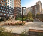 View of the playground made of natural materials